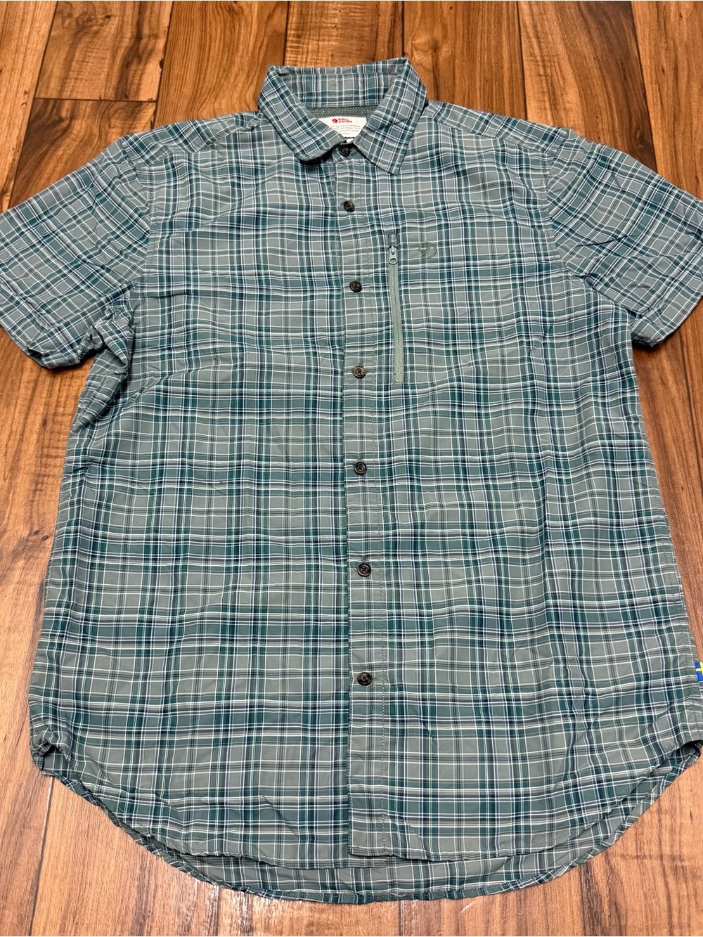 Fjallraven Abisko Hike Shirt SS Plaid Short Sleeve Technical Button Up Mens M